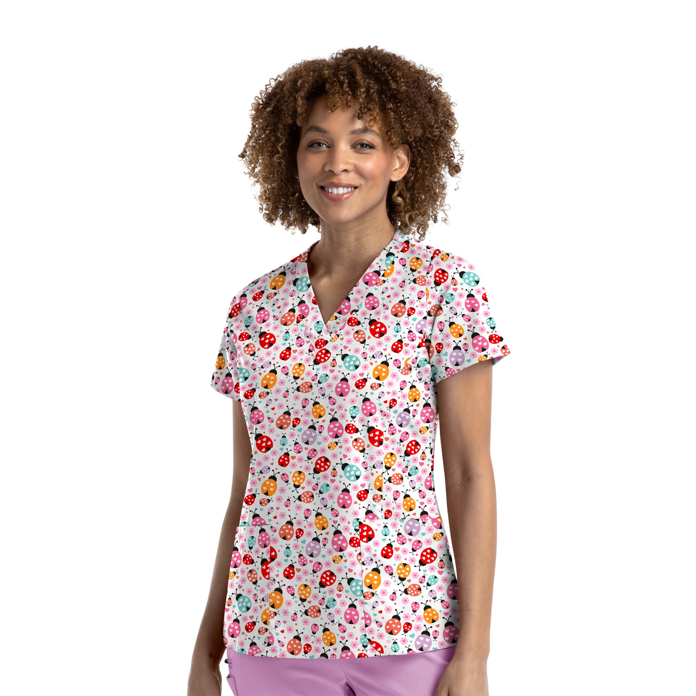 women's slip-on safety bootsMaevn Printed V-Neck Scrub Top - Ladybug Dance