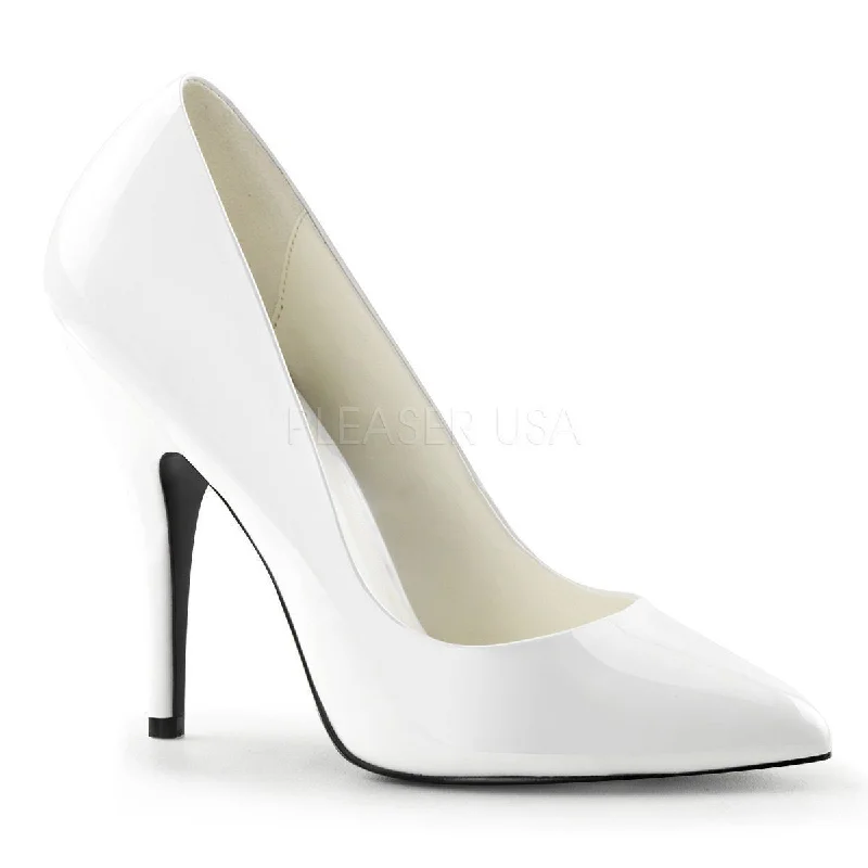 Women's mule - style stiletto heel pumps with a bow accentSS-SEDUCE-420 Pump | White Patent Women's mule - style stiletto heel pumps with a bow accentSS-SEDUCE-420 Pump | White Patent