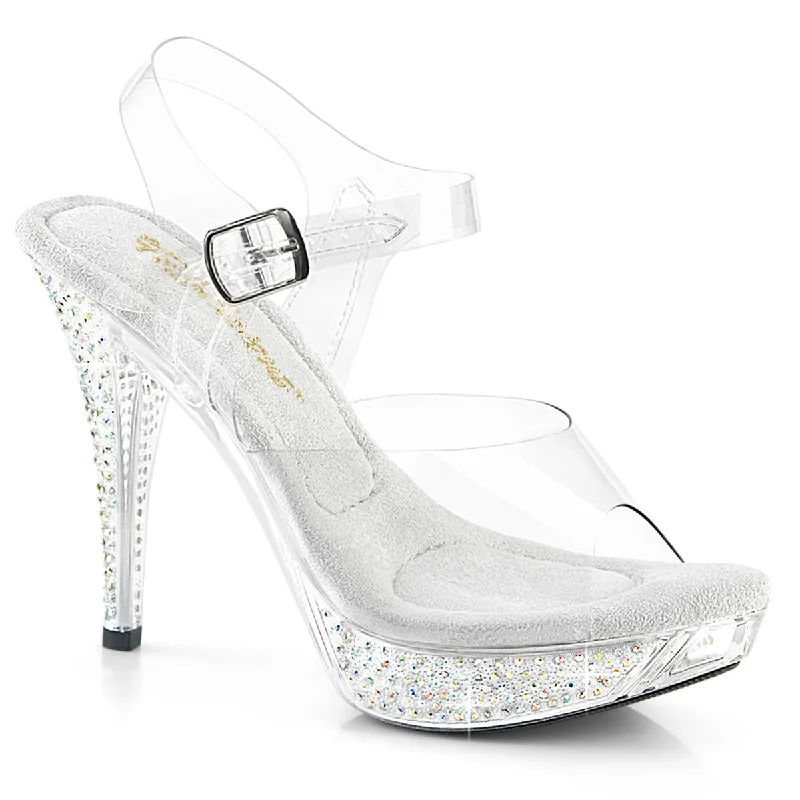 Women's Strappy Heeled Sandals with Ankle Strap in Nude for a Chic and Versatile LookSS-ELEGANT-408 Clear Vinyl Slide