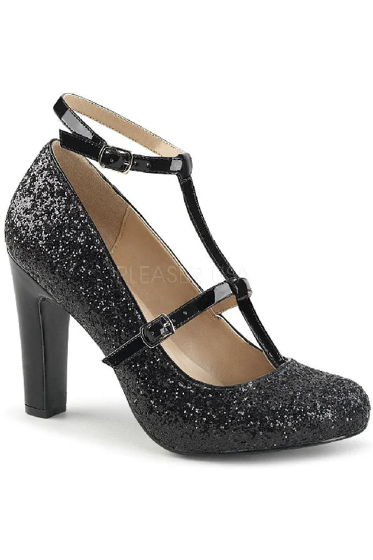 Women's breathable stiletto heel pumps for warm weatherQUEEN-01 Pump | Black Glitter Women's breathable stiletto heel pumps for warm weatherQUEEN-01 Pump | Black Glitter