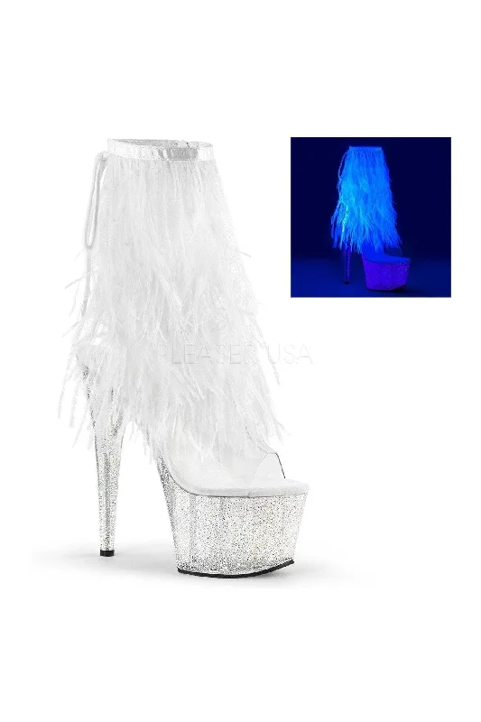 women's heeled boots with embroideryADORE-1017MFF Platform Boot  | Clear Vinyl