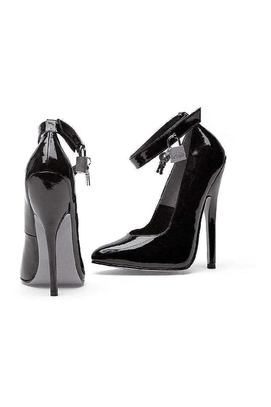 Women's pointed - toe slingback stiletto heel pumps in a peep - toe design8267 Pump  | Black Patent