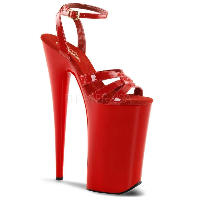 Plus Size Women's Chunky Heeled Sandals with T - Strap in Olive Green for a Practical and Fashionable OptionSS-BEYOND-012 Platform Sandal  | Red Patent