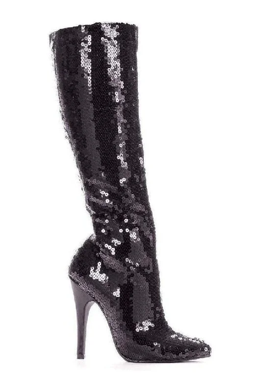 women's knee-high boots for plus size511-TIN Knee Boot  | Black  Patent