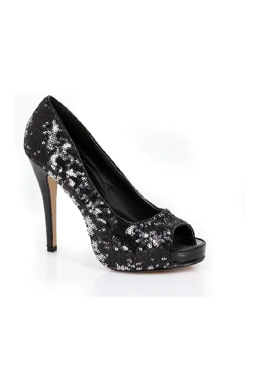 Women's mule - style stiletto heel pumps with a bow accent415-FLAMINGO Pump | Black Sequins Women's mule - style stiletto heel pumps with a bow accent415-FLAMINGO Pump | Black Sequins