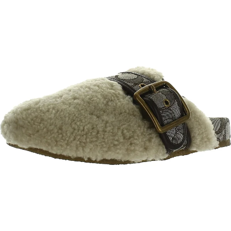 Women's Fur - Lined Ballet Flats in Tan for a Cozy Winter Option Coach Womens Shearling Clog Lamb Fur Slip On Clogs
