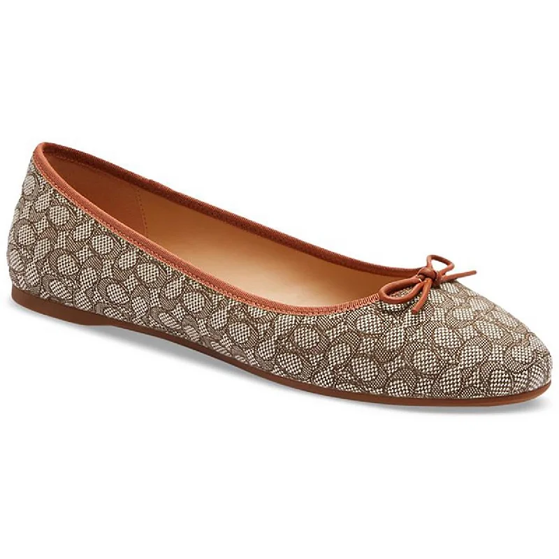 Women's Bow - Embellished Ballet Flats with a Platform Sole in Red for Added Height Coach Womens Abigail Logo Slip-On Ballet Flats
