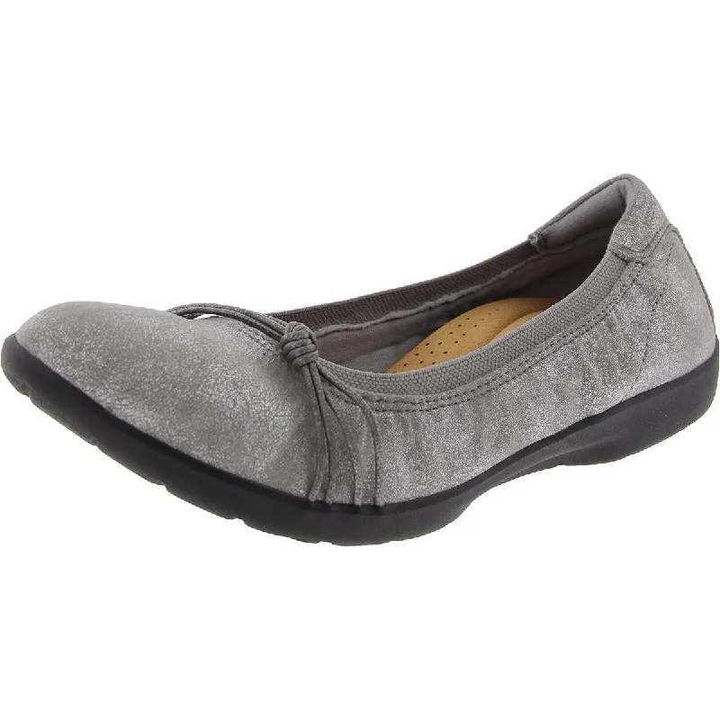Women's Metallic Foil - Finish Ballet Flats in Gold for a Glamorous Night Out Clarks Womens Meadow Rae Padded Insole Faux Leather Slip-On Sneakers