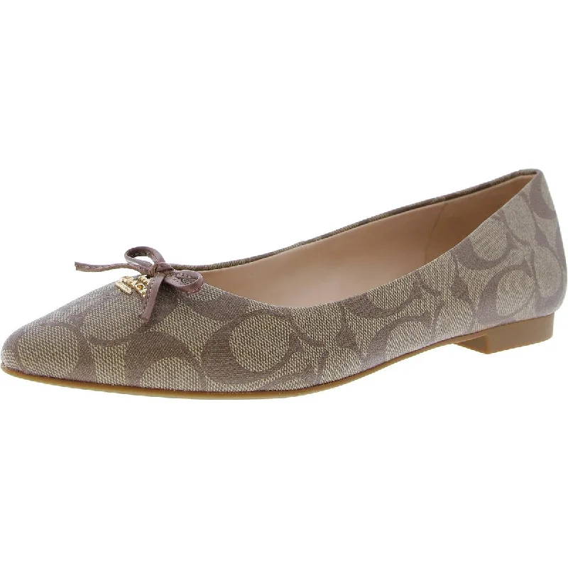 Women's Embroidered Floral Pattern Ballet Flats in White for a Spring - Inspired Outfit Coach Womens Bow Ballet Flats