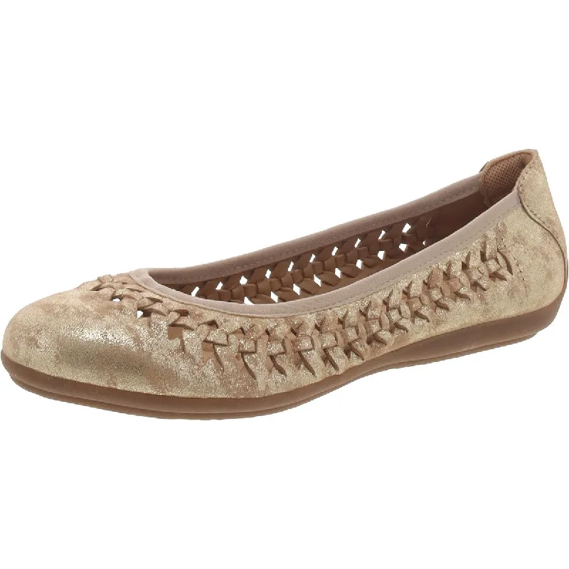 Women's Tassel - Trimmed Ballet Flats in Olive Green for a Trendy Twist Comfortiva Womens Marilu Suede Metallic Ballet Flats