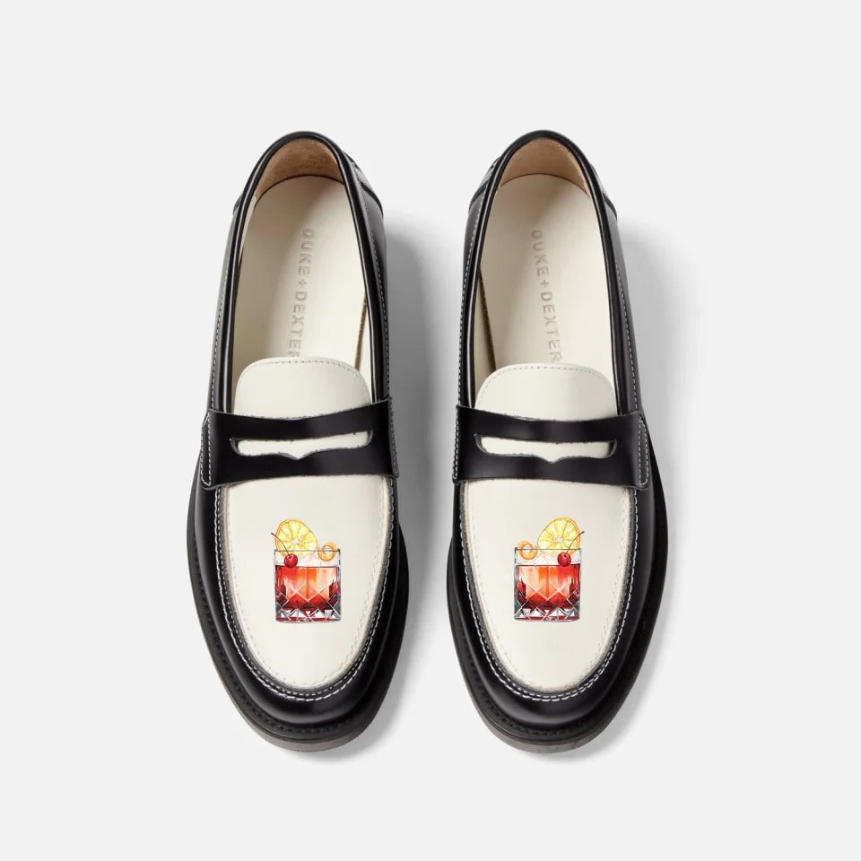 Women's Cashmere - Lined Loafers in Burgundy for Warmth in Winter Hand-Painted Motif Penny Loafer - Women's