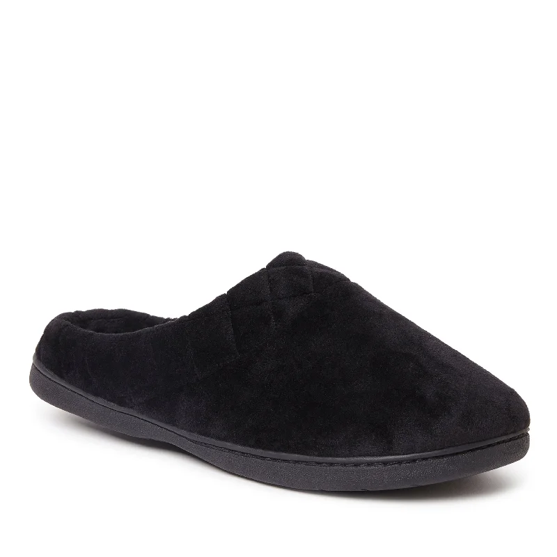 Women's Leather Slippers with a Hand - Stitched Design in Burgundy for Durability Dearfoams Women's Darcy Quilted Cuff Velour Clog Slipper