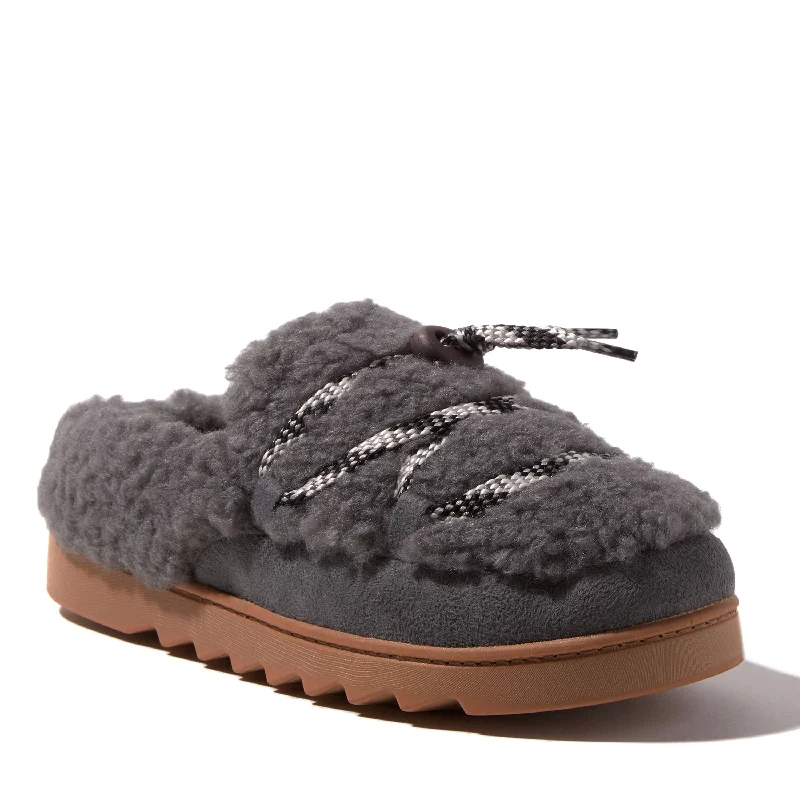 Women's Moccasin - Style Slippers with Fringe Detail in Brown for a Rustic Look Dearfoams Women's Giselle Lace Up Teddy Clog Slipper Women's Moccasin - Style Slippers with Fringe Detail in Brown for a Rustic Look Dearfoams Women's Giselle Lace Up Teddy Clog Slipper