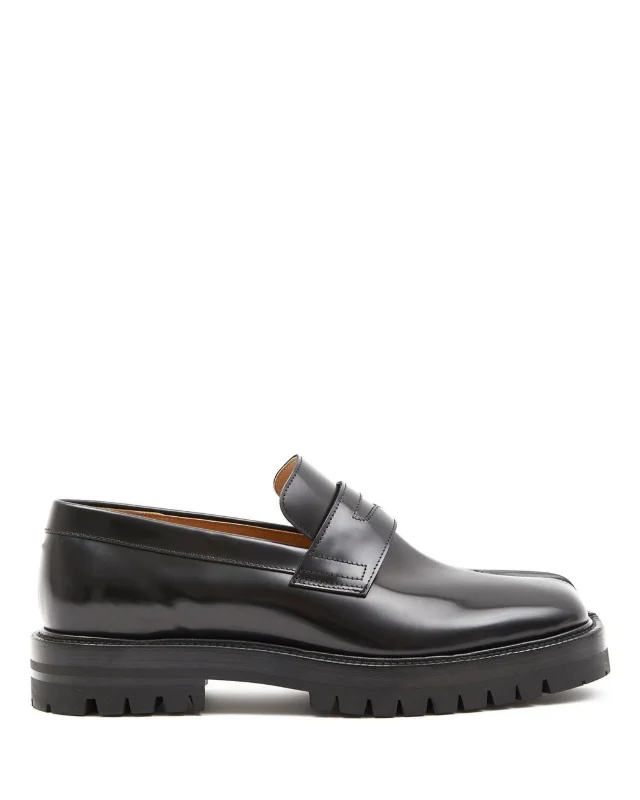 Women's Fur - Lined Loafers in Tan for a Cozy Winter Option Tabi County Loafer Black Calf Leather