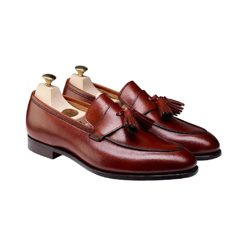 Women's Embroidered Floral Pattern Loafers in Beige for a Spring - Inspired Outfit Sophie 2 Chestnut Burnished Calf