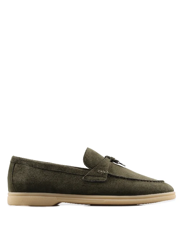 Women's Bow - Embellished Loafers in Red for a Feminine Touch Jamie Khaki Suede