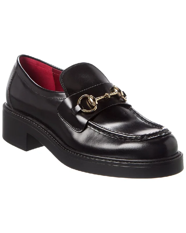 Women's Cashmere - Lined Loafers in Burgundy for Warmth in Winter Gucci Horsebit Leather Platform Loafer
