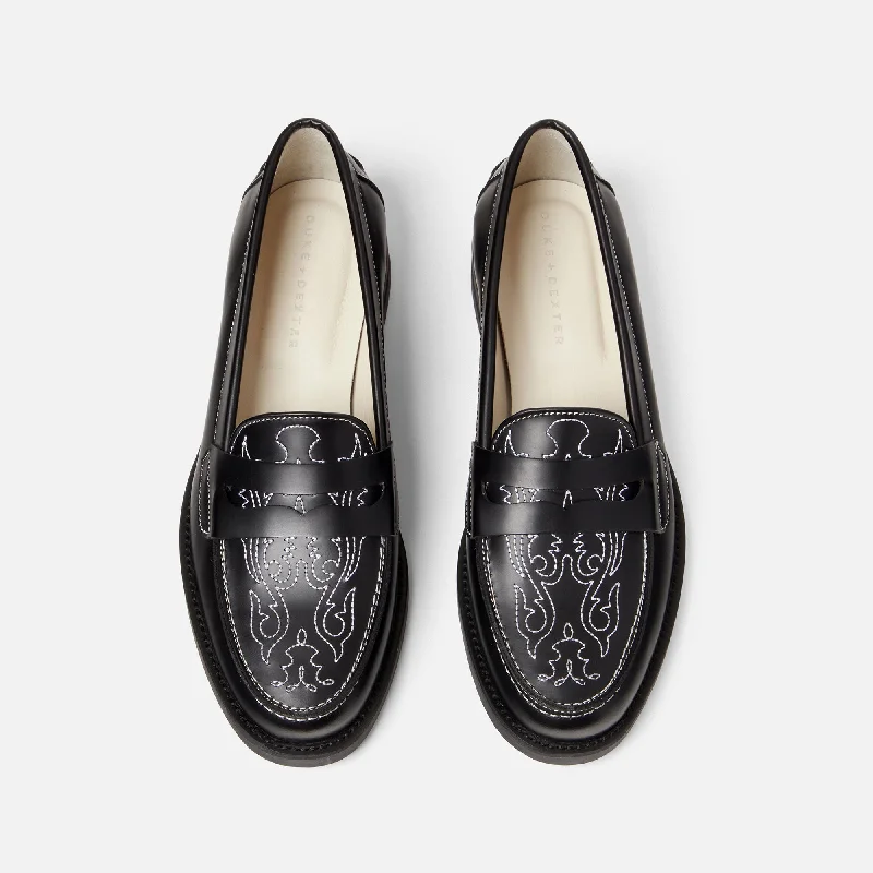 Women's Tassel - Trimmed Loafers with a Low Heel in Olive Green for a Trendy Twist Wilde Black Western Penny Loafer - Women's Women's Tassel - Trimmed Loafers with a Low Heel in Olive Green for a Trendy Twist Wilde Black Western Penny Loafer - Women's