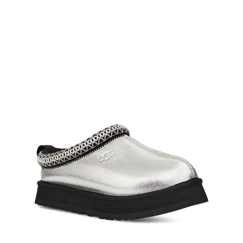 Women's Gel - Cushioned Slippers with a Soft Sole in Blue for All - Day Comfort Women's Gel - Cushioned Slippers with a Soft Sole in Blue for All - Day Comfort UGG Unisex-Child Tazz Leather Slipper, Silver Metallic
