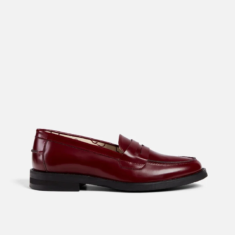 Women's Metallic Foil - Finish Loafers in Gold for a Glamorous Night Out Wilde Burgundy Penny Loafer - Women's