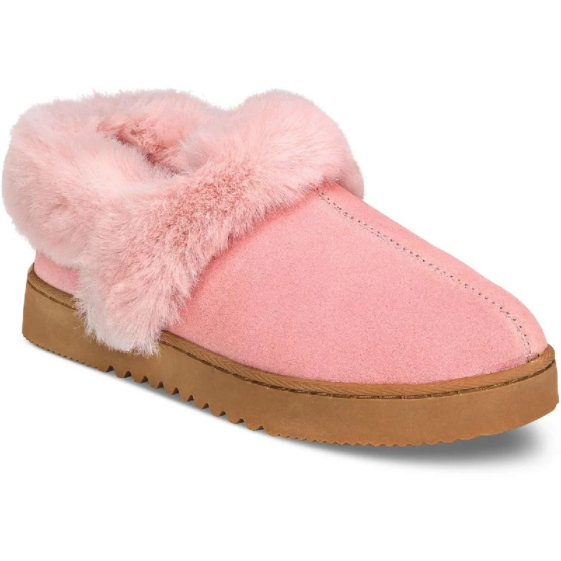 Women's Backless Slippers with a Furry Trim in Light Pink for a Cute and Casual Look Women's Backless Slippers with a Furry Trim in Light Pink for a Cute and Casual Look Style & Co. Womens Lolaa Faux Fur Suede Loafer Slippers