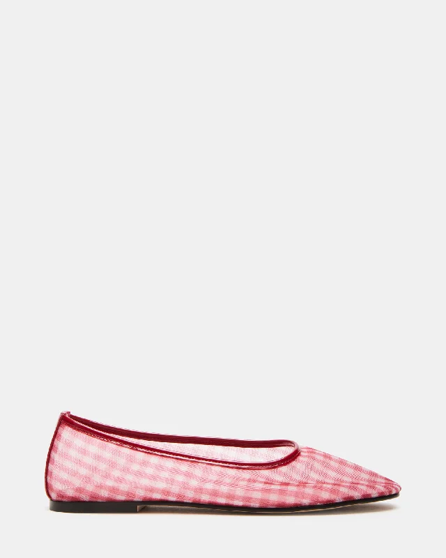 Women's Geometric - Patterned Loafers in Multicolor for a Fashion - Forward Look MEADOW RED GINGHAM