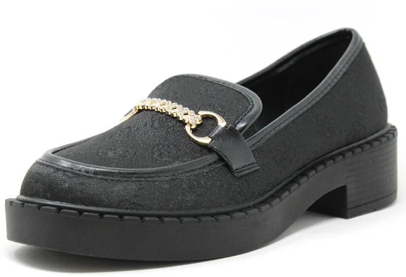 Women's Embroidered Floral Pattern Loafers in Beige for a Spring - Inspired Outfit Monogram Buckle Loafers