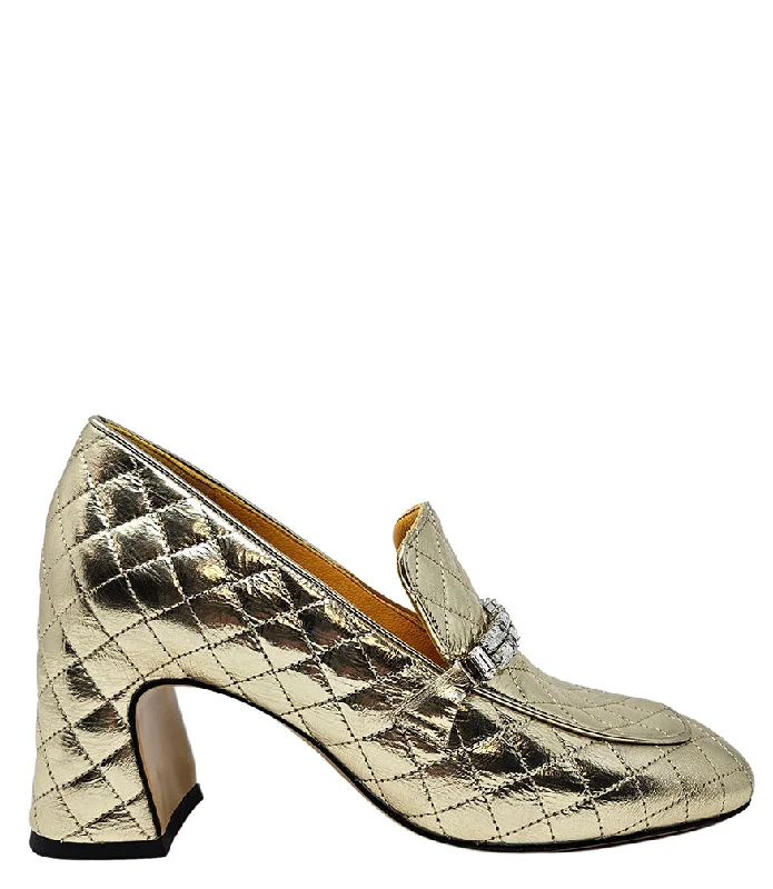 Women's Premium Leather Tassel Loafers in Dark Brown for a Classic Office Look Gold Leather Quilted Loafer Women's Premium Leather Tassel Loafers in Dark Brown for a Classic Office Look Gold Leather Quilted Loafer