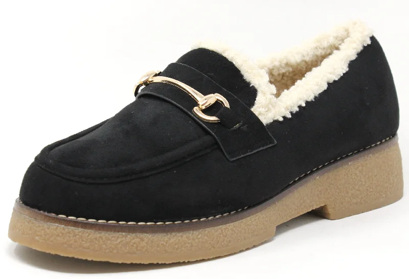 Women's Tassel - Trimmed Loafers with a Low Heel in Olive Green for a Trendy Twist Teddy Lined Faux Suede Loafers
