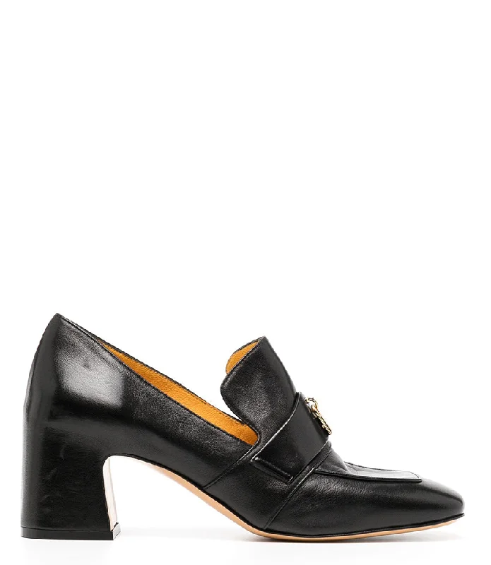 Women's Tassel - Trimmed Loafers with a Low Heel in Olive Green for a Trendy Twist Black Leather Lock Heel Loafer Women's Tassel - Trimmed Loafers with a Low Heel in Olive Green for a Trendy Twist Black Leather Lock Heel Loafer