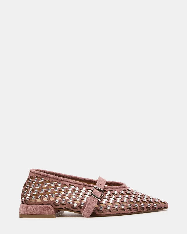 Women's Cashmere - Lined Loafers in Burgundy for Warmth in Winter NICO BLUSH SUEDE