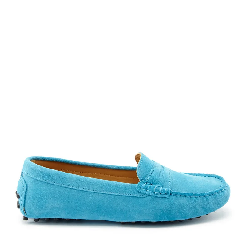 Women's Cashmere - Lined Loafers in Burgundy for Warmth in Winter Women's Penny Driving Loafers, turquoise suede