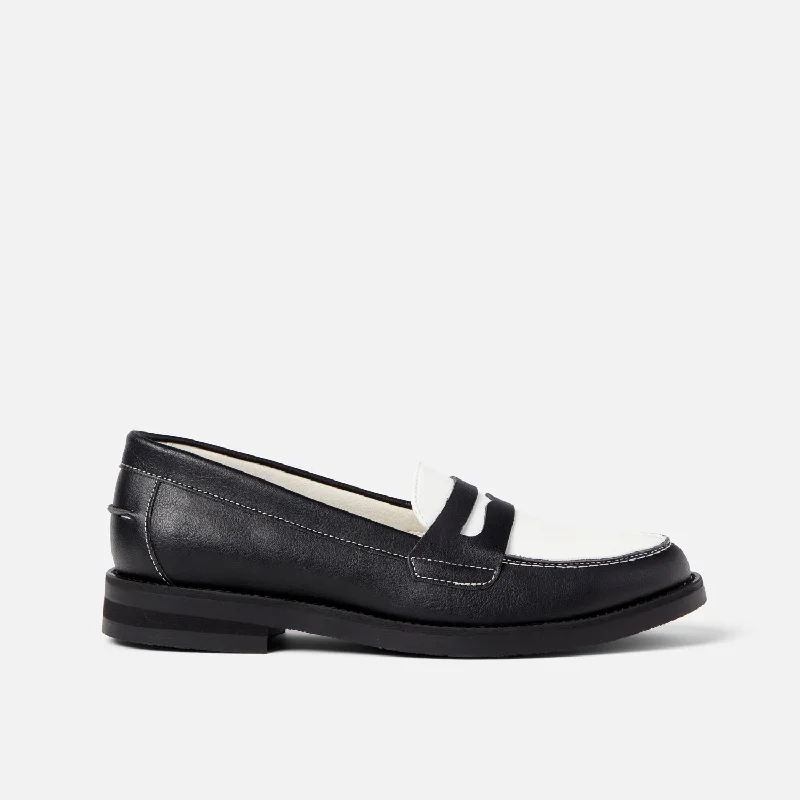 Women's Geometric - Patterned Loafers in Multicolor for a Fashion - Forward Look Wilde Black + White Vegan Penny Loafer - Women's Women's Geometric - Patterned Loafers in Multicolor for a Fashion - Forward Look Wilde Black + White Vegan Penny Loafer - Women's