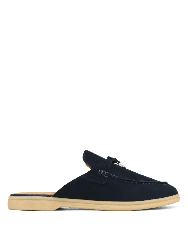 Women's Geometric - Patterned Loafers in Multicolor for a Fashion - Forward Look Jessie Navy Suede