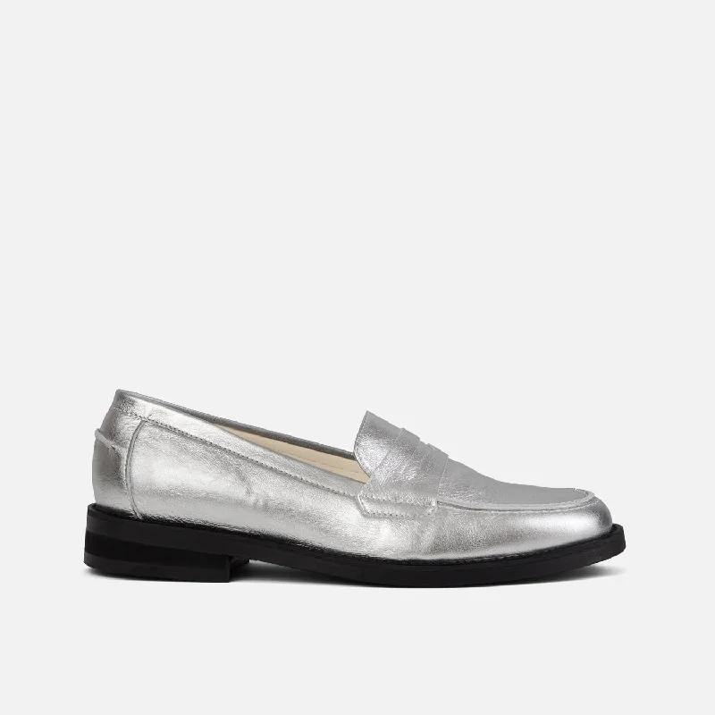 Women's Cashmere - Lined Loafers in Burgundy for Warmth in Winter Wilde Silver Penny Loafer - Women's