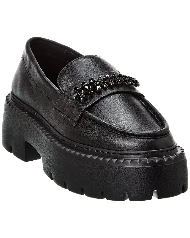 Women's Glitter - Embellished Loafers in Silver for a Sparkly Party Look Jimmy Choo Bryer Leather Loafer