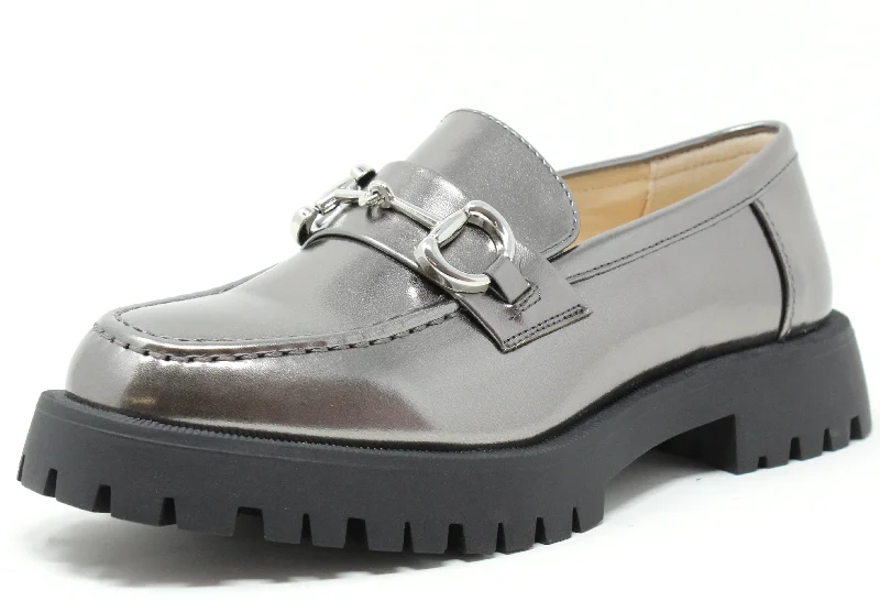 Women's Cashmere - Lined Loafers in Burgundy for Warmth in Winter Metallic Platform Loafer