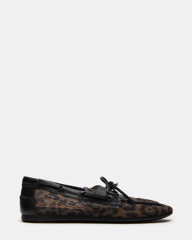 Women's Geometric - Patterned Loafers in Multicolor for a Fashion - Forward Look SAG BLACK/LEOPARD