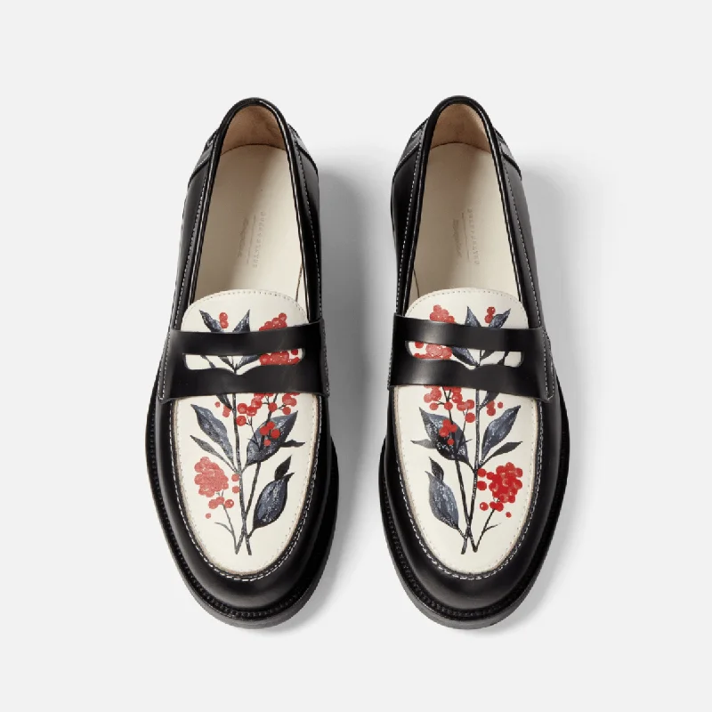 Women's Metallic Foil - Finish Loafers in Gold for a Glamorous Night Out Wilde Hand-Painted Berry Penny Loafer - Women's