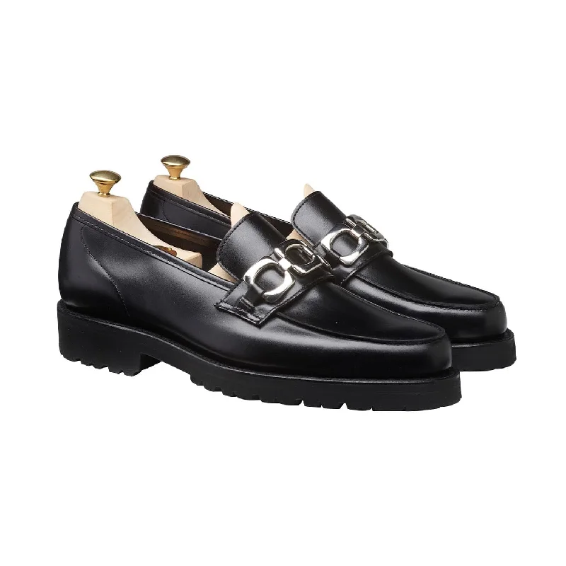 Women's Glitter - Embellished Loafers in Silver for a Sparkly Party Look Lily Black Calf