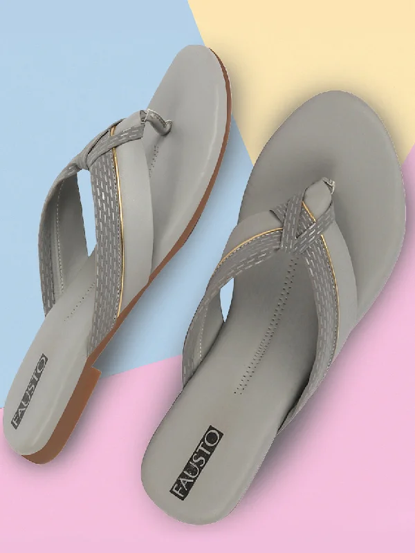 Women's Ballet Flat - Style Slippers with a Rhinestone Embellishment in Silver for a Glamorous Touch Women's Ballet Flat - Style Slippers with a Rhinestone Embellishment in Silver for a Glamorous Touch Women Grey T-Strap Thong Slip On Flats Slippers