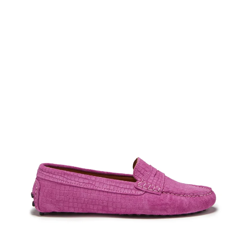 Women's Embroidered Floral Pattern Loafers in Beige for a Spring - Inspired Outfit Women's Penny Driving Loafers, pink embossed suede Women's Embroidered Floral Pattern Loafers in Beige for a Spring - Inspired Outfit Women's Penny Driving Loafers, pink embossed suede