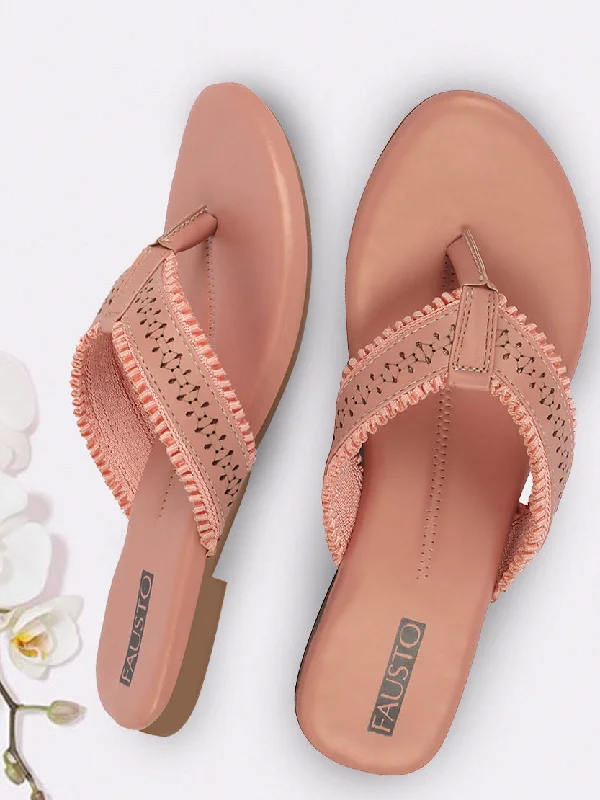 Women's Gel - Cushioned Slippers with a Soft Sole in Blue for All - Day Comfort Women's Gel - Cushioned Slippers with a Soft Sole in Blue for All - Day Comfort Women Pink Laser Cut Design T-Strap Thong Slip On Flats Slippers