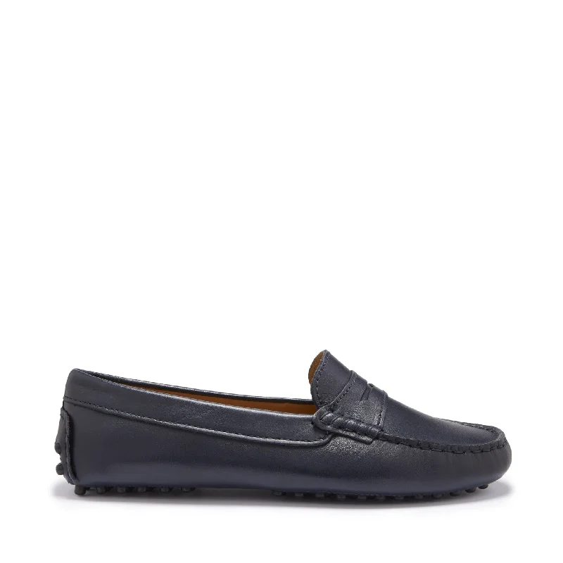Women's Fur - Lined Loafers in Tan for a Cozy Winter Option Women's Penny Driving Loafers, navy blue leather