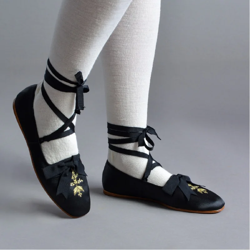 Women's Ballet Flat - Style Slippers with a Rhinestone Embellishment in Silver for a Glamorous Touch Women's Ballet Flat - Style Slippers with a Rhinestone Embellishment in Silver for a Glamorous Touch Penelope Ladies' Regency Slippers (Black)
