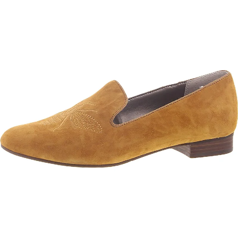 Women's Tassel - Trimmed Loafers with a Low Heel in Olive Green for a Trendy Twist Queen Bee Womens Suede Embroidered Smoking Loafers