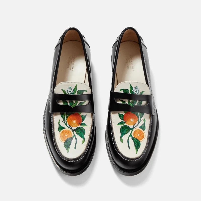 Women's Fur - Lined Loafers in Tan for a Cozy Winter Option Wilde Hand-Painted Orange Penny Loafer - Women's