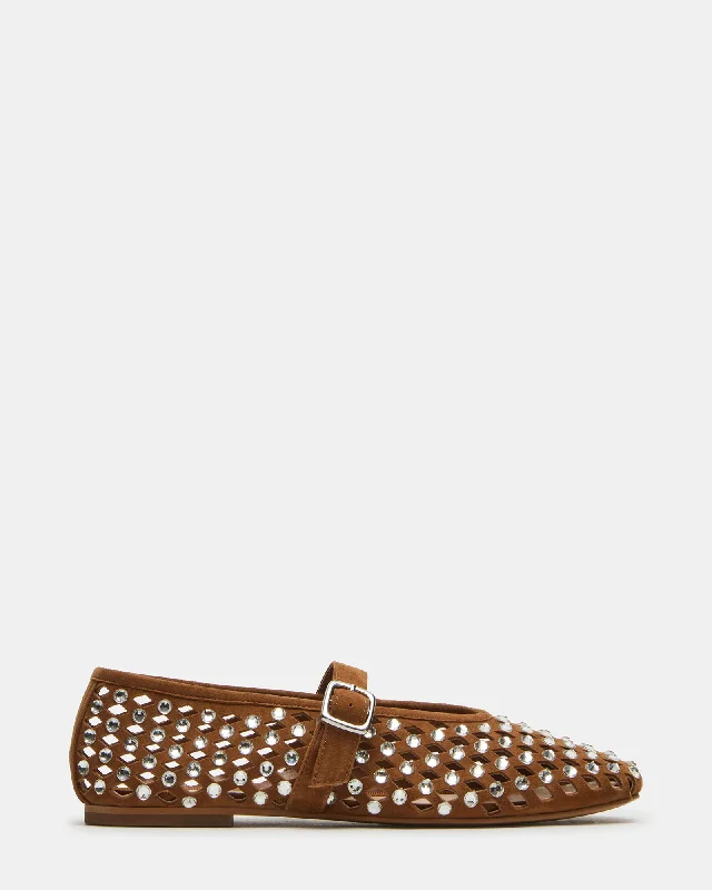Women's Glitter - Embellished Loafers in Silver for a Sparkly Party Look DREAMING CHESTNUT SUEDE RHINESTONES