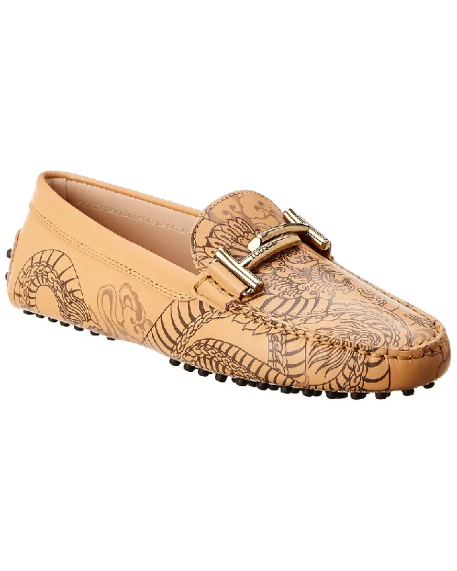 Women's Metallic Foil - Finish Loafers in Gold for a Glamorous Night Out Tod's Tattoo Dragon Printed Leather Loafer Women's Metallic Foil - Finish Loafers in Gold for a Glamorous Night Out Tod's Tattoo Dragon Printed Leather Loafer