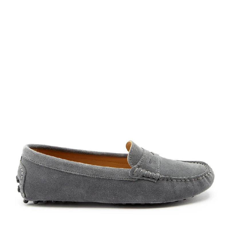 Women's Premium Leather Tassel Loafers in Dark Brown for a Classic Office Look Women's Penny Driving Loafers, slate grey suede